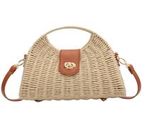 Tellrain Straw Crossbody Bags for Women Beach Handbags Wicker Summer Purse Woven Island Beach Bags Natural Bag, A-beige, Crossbody