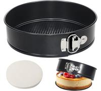Tellshun 9 Inch Springform Pan Tin with 50pcs Parchment Paper Cheesecakes Baking Mold Round Leakproof Nonstick Removable Bottom Bakeware for Pie Cake Pizza and Quiches