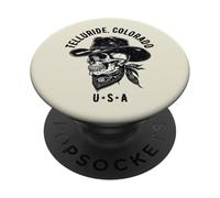 Telluride Colorado Cowboy Skull Distressed Design PopSockets Adhesive PopGrip
