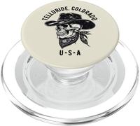 Telluride Colorado Cowboy Skull Distressed Design PopSockets PopGrip for MagSafe
