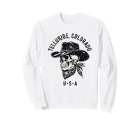 Telluride Colorado Cowboy Skull Distressed Design Sweatshirt
