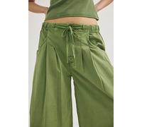 Telluride Wide-Leg Crop Pull-On Solid Pants at Free People in Cedar Green, Size: XL - female