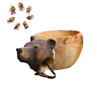 TELOME Hand Carved Wooden Mug Animals Head Image Cup,Outdoor Camping Travelers Special Cup,A Wonderful Gift For Nature Lovers (Bears)