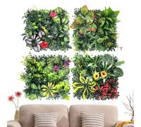 Telón De Fondo De Pared Verde - Paneles De Pantalla De Privacidad De Follaje Artificial, 4 Piezas 25x25cm|Azulejos Decorativos De Pared De Plantas, Cubierta De Jardín Vertical Para Interiores Y Exteri