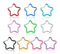Telooco 10Pcs Multi-Color Star Keychain Carabiner Clip, Metal, Star Shape, Non-Locking, 4.5*4.5cm, 10 Count, Traveling, Camping, Fishing, Hiking, DIY Projects
