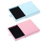 Telooco 2Pcs Jewellery Gift Box 8 x 8 x 1.7cm Pull-Out Small Gift Box Square Necklace Earring Bracelet Boxes Cardboard Organizer Boxes for Bracelets Necklaces Earrings Souvenirs Jewelry (Blue, Pink)