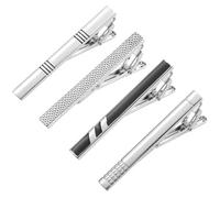 Telooco 4 Pcs Tie Pins for Men, Simple Tie Bar, Silver and Black Ties Clips for Men, Suitable for Regular Ties, Wedding Anniversaries, Business Occasions, and the First Choice for Gifts