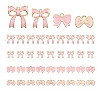 Telooco 40Pcs Bow Knot Charms, Rosa, Metall, 10x15x1.8cm, Unisex, Fashion Grade, Holiday & Winter Themed, Compatible with Most Standard Jewelry Findings, Ideal for Jewelry Making