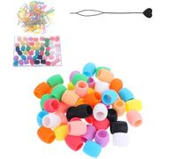 Telooco 50Pcs Multicolor Silicone Hair Beads for Kids, Round, Colorful, Bulk, with Elastic Rubber Bands, Quick Beader Storage Box, Kids Braid Beads, Hair Accessories for Braids, Ponytail