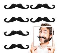 Telooco 6Pcs Fake Moustache, Moustache Fancy Dress, Black Stick on Moustache, Self-Adhesive Mexican Fake Mustache, Novelty Fake Beard for Mexican Costume Pirate Halloween Party