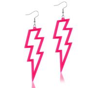 Telooco 80s Earrings for Women Neon Acrylic Earrings Lightning Boltt Earrings for Women 80s Theme Party Costume(Neon pink)