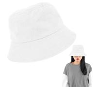 Telooco Bucket Hat for Women Men, Foldable Sun Hat Cotton Soft Oasis Bucket Hats Solid Colors Fisherman Hats for Outdoor Sports, Size 56-58cm (White)