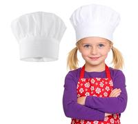Telooco Chef Hat for Kids, Adjustable Elastic Bakers Hat Breathable Kitchen Cooking Hats Chef Cap for Girls Boys, White