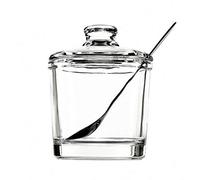 Telotela 1 Piece Classic Clear Glass Sugar Bowl with Lid Serving Spoon Salt Pot Pepper Storage Jar Seasoning Pot Dispenser Container Sugar Box Condiment Spice Racks Holder for Home Kitchen