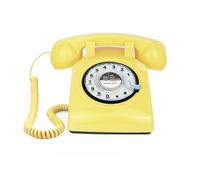 TelPal Retro Single Line Corded Desk Telephone Classic Vintage Rotary Dial Hands Free Landline Phone for Home/Office/Hotel, Antique Phones for Seniors Gift (Yellow)