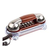 TelPal Small Size Trimline Corded Phone Antique Small Retro Wall Mounted Telephone Old Fashion Classic Vintage Telephone with Bottom Light for Desk/Wall Mount (Red Bronze)