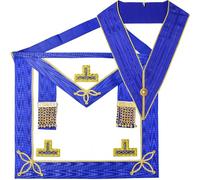 TELSA UK Masonic Regalia Provincial Undress Collar and Apron Set, Lambskin, 16x14 Inch Apron with 32-46 Inch Adjustable Belt, Freemason apron