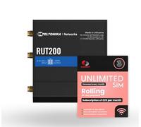 Teltonika RUT200 4G LTE Mobile Router + Three Rolling 30-Day Plan - £25/Month, QR-Code Activation