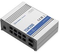 Teltonika TSW20000010 Industrieller unverwalteter POE+ Switch, 8xPoE-Ports, 8xEthernet-Ports, robustes Aluminiumgehäuse, 20 Gbit/s Bandbreite nicht blockierend, IP30