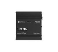 Teltonika TSW202 Managed PoE+ switch, 8 x Gigabit Ethernet, 2 x SFP, Profinet certified, integrated DIN rail bracket, durable design