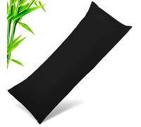 TELUS Body Cooling Pillow Case Cover, Bamboo Rayon Pillowcases with Zipper Closure, Cool and Breathable Pillow Case for Hot Sleepers and Night Sweats, 20x54 inches, Black, 1 Pack