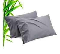 TELUS Pillow Cases King Size 2 Pack, Bamboo Rayon Cooling Pillowcases with Envelope Closure, Cool Breathable Pillow Case for Hot Sleepers & Night Sweats, 20x36 inches, Dark Grey