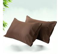 TELUS Pillow Cases Queen Size 2 Pack, Bamboo Rayon Pillowcase with Envelope Closure, Cooling Breathable Pillow Cover for Hot Sleeper & Night Sweats, 20x30 inch, Chocolate Brown