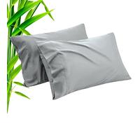 TELUS Pillow Cases Standard Size 2 Pack, Bamboo Rayon Cooling Pillowcases with Envelope Closure, Cool Breathable Pillow Cover for Hot Sleeper & Night Sweats, 20x26 inch, Sliver Grey