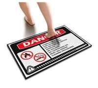 TELVORAN Knock Before Entering Door Sign Danger Combustible Dust Explosion Hazard No Smoking Or Ignition Sources Floor Mat Pool Decor Holiday Rug(65X90CM)