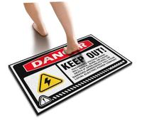 TELVORAN Knock Before Entering Door Sign Danger Keep Out Hazardous Voltage Inside Will Shock, Or Cause Death Doormat Pool Decor Holiday Rug(40X60CM)