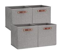 Temary Storage Cubes 13 x 13 Storage Boxes with Handles Cube Storage Bins for Home Office, Storage Baskets for organizing Toy Clothes, Collapsible Closet Organizers (Gray)