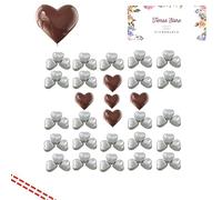 Temas Silver/Red Foil Wrapped Milk Chocolate Hearts - Love Chocolates For Wedding, Valentine, and Mother's Day (50 Pack, Sliver)