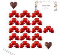 Temas Silver/Red Foil Wrapped Milk Chocolate Hearts - Love Chocolates For Wedding, Valentine, and Mother's Day (50 Pack, Red)