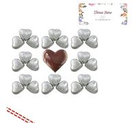Temas Silver/Red Foil Wrapped Milk Chocolate Hearts - Love Chocolates For Wedding, Valentine, and Mother's Day (25 Pack, Sliver)
