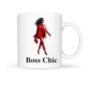 Temas Store Boss Lady Office Mug - 11oz Ceramic Coffee Cup - Empowered Woman, Girl Chic, Motivational Work Mug - Gift for Female Entrepreneurs, Professionals, Leaders (Boss Chic Red Glam)