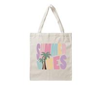 Temas Store Designed Tote Bag | Tote Bags With Handles Great For On The Go | Eco Friendly Option For Shopping Bag Summer Vibes, natural beige