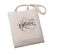 Temas Store Designed Tote Bag | Tote Bags With Handles Great For On The Go | Eco Friendly Option For Shopping Bag (Believe, natural beige)