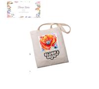 Temas Store Designed Tote Bag | Tote Bags With Handles Great For On The Go | Eco Friendly Option For Shopping Bag (Floral Bloom&Grow, natural beige)