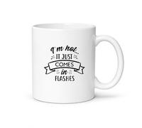 Temas Store Funny Menopause Ceramic Coffee Mug 11oz, Hot Flush Humour Tea Cup for Women Humorous Sayings, Hot Flush, Mood Swings & Menopause Gift for Women, Friends (I’m Hot It Just Comes in Flashes)
