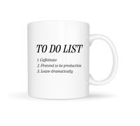 Temas Store Funny to Do List Mug 11oz, Caffeinate Ceramic Coffee Mug, Work Desk Tea Cup, Humorous Office Mug for Home or Work Sarcastic Quotes for Employees & Coworkers