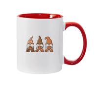Temas Store Gnome Pumpkin Mug - Cute Fall & Halloween Coffee Cup - 11oz Ceramic Mug with Seasonal Gnome Design - Multiple Styles| Gift for Women, Men, Friends, Coworkers (White/red)