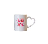 Temas Store Love Ceramic Coffee Mug Valentine Gift Cute Heart Design Tea Cup Romantic Present Anniversary Birthday Kitchen Drinkware -Avaialable in Various Design (White/Heart)
