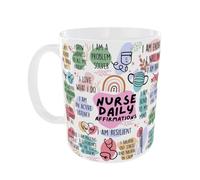 Temas Store Nurse Daily Affirmation Mug -Ceramic Coffee Cup with Positive Quotes | Inspirational Gift for Nurses, Healthcare Workers & Nursing Students | Motivational Appreciation Mug (11oz)