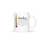 Temas Store Teacher Definition Mug - Funny & Inspirational 11oz Ceramic Coffee Cup with Pencil Design - Gift for Teachers, Educators, and School Staff