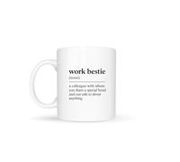 Temas Store Work Bestie Ceramic Mug 11oz, Funny Colleague Coffee Mug, Office Tea Cup, Coworker Present, Work Friend, Cute Office Gift, Office Wife
