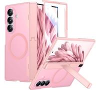 Temdan Magnetic for Samsung Galaxy Z Fold 7 Case,[Compatible with MagSafe][Built-in HD Screen Protector&Invisible Kickstand][Hinge Protection]Translucent Matte Shockproof Phone Case for Z Fold 7,Pink