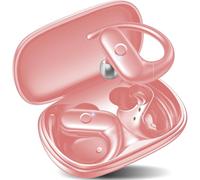 Temdan Wireless Earbuds Over-Ear Headphones Bluetooth 5.3 With Ear-Hooks Deep Bass Headsets Clear Call Ultralight earphones Up To 30H Use Time For Studying Workout Gaming,Pink
