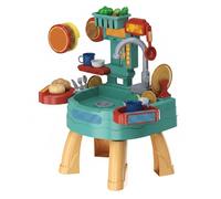 Temeemeg 30 pcs Kids Water Table With Electric Recirculating Water Toddler Pretend Play Toy Set Green