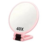 Temeemeg 40x Magnifying Mirror Double Sided Travel Magnifying Mirror with Foldable Rotating Handle Portable Hand Held Mirrors ideal for Bathroom Dressing Table Precision Makeup