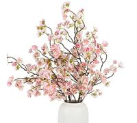 Temeemeg 4Pcs Cherry Blossoms, Faux Cherry Blossom Branches, Realistic Silk Blossom Stems with Full Blooms, 40 Inch Decorative Blossoms for Vase and Home Decor.